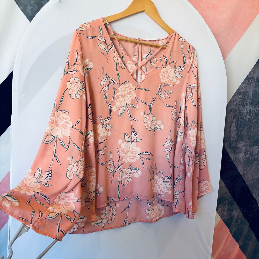 Lush Peach Floral Blouse